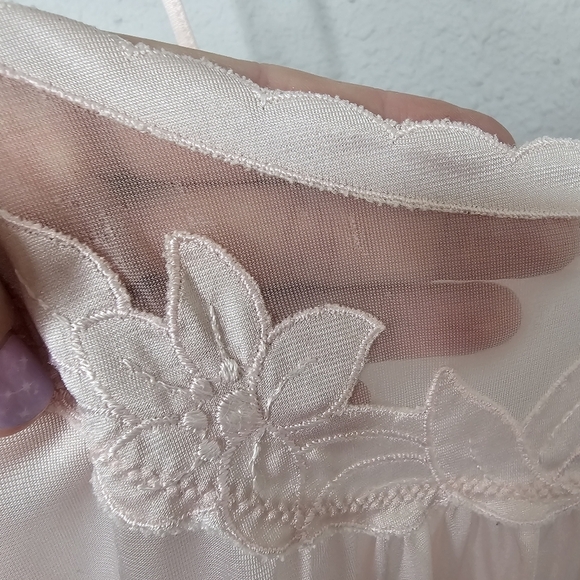 Vtg Sears Light Pink Slip Top Womens Small 8/10 Nighty Mesh Floral Embroidered - Picture 10 of 10
